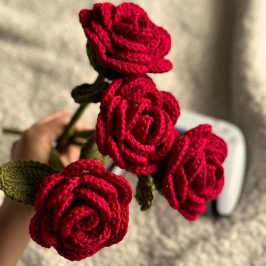 Crochet Maroon/ Red Round Roses