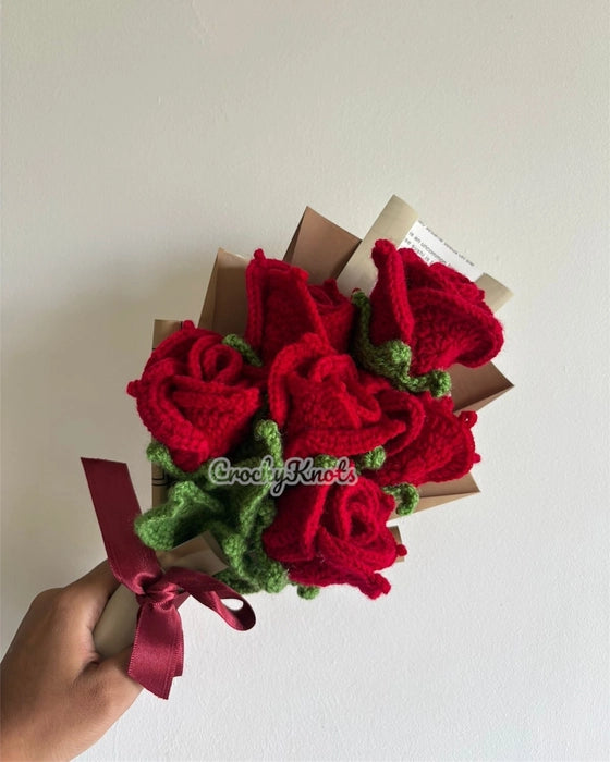 Crochet Red Roses Bouquet of Love