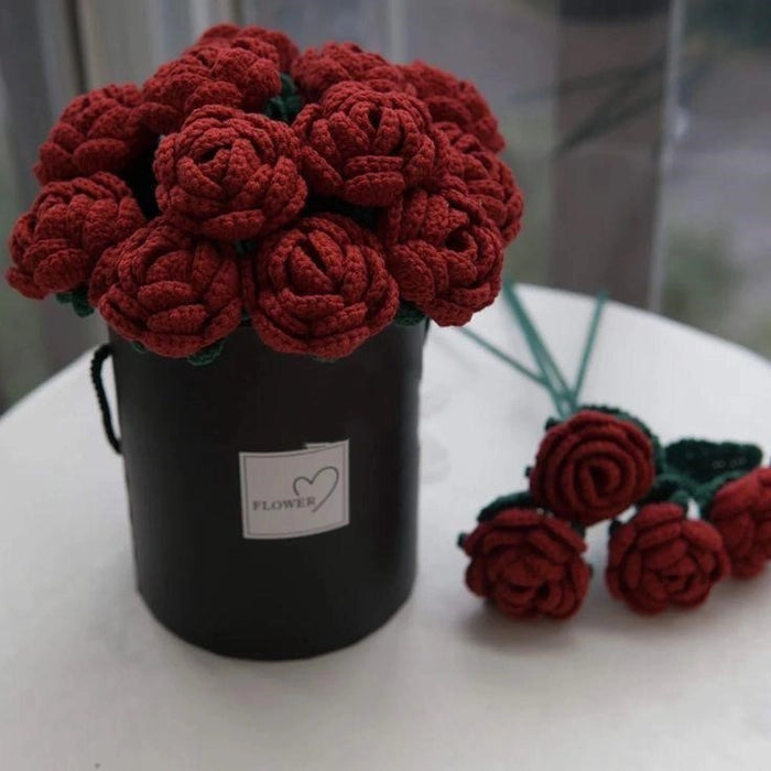 Crochet Maroon/ Red Round Roses