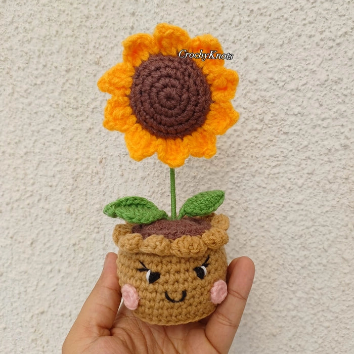 Crochet Happy Sunflower Pot
