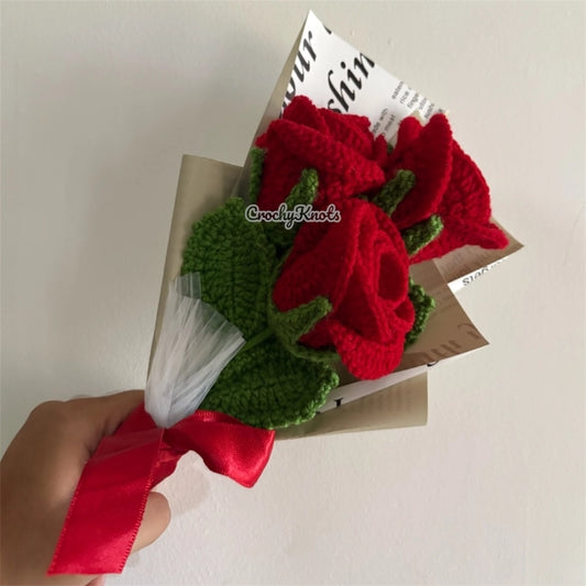 Crochet Knotty Roses Bouquet