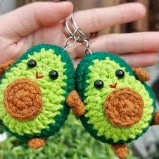 Crochet Avocado Smiley Keychain
