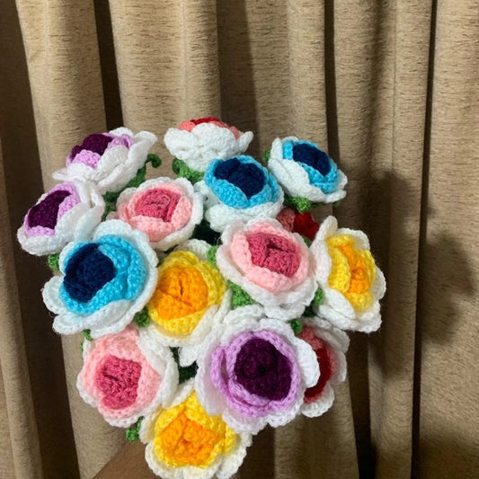 Crochet Triple Shaded Round Roses