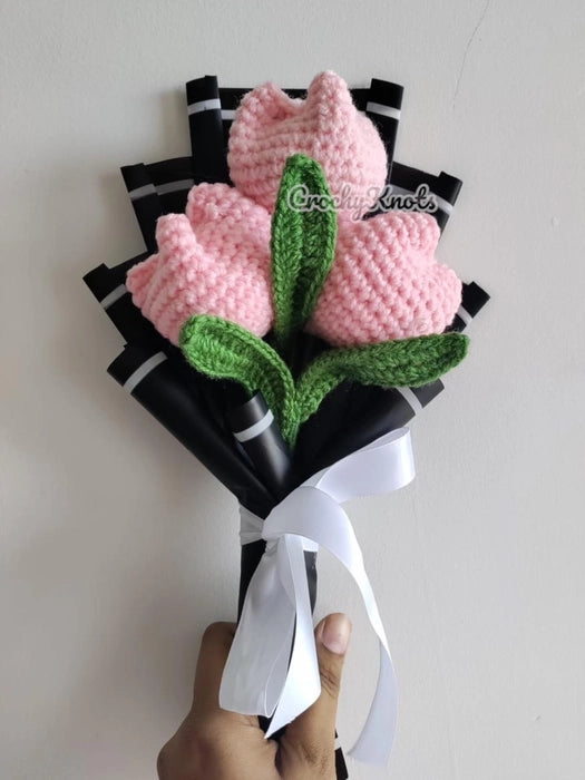 Crochet SugarBloom Trio Bouquet (Pink Tulips)