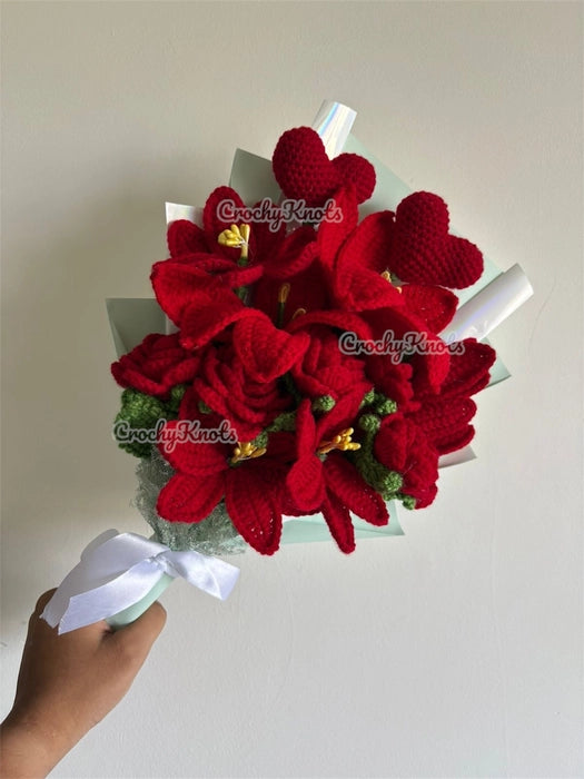 Crochet Scarlet Whispers Bouquet