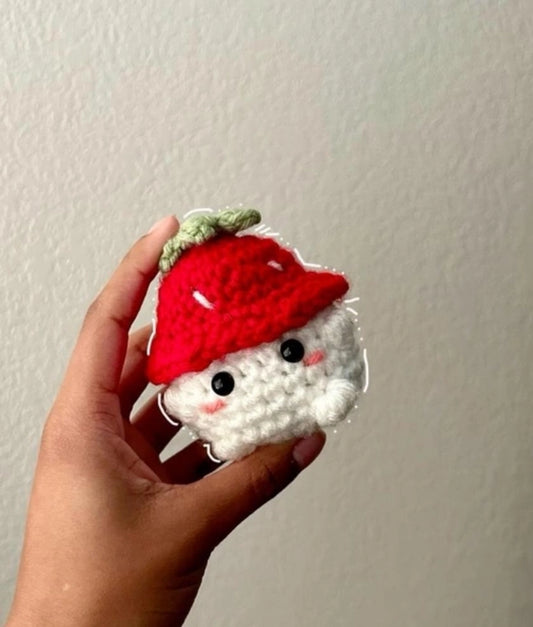 Crochet Strawberry Mushroom Keychain