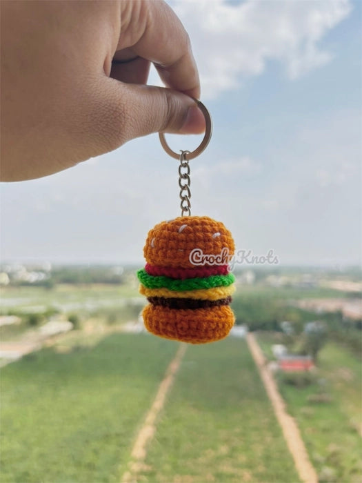 Crochet Burger Keychain