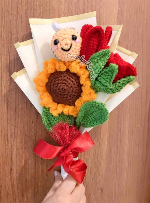 Bee-You-Tiful Blossoms Bouquet🐝🌹| Sunflower, Bee stick, Rose, Tulip