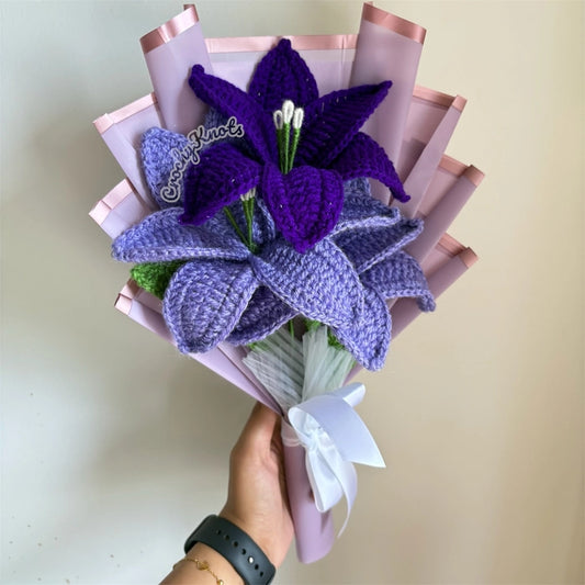 Crochet Trio of Lilies Bouquet