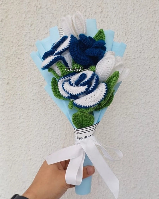 Crochet Morning Dew Rose Bouquet