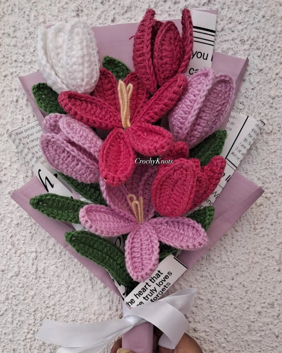 Crochet Pink and Purple Posy Bouquet