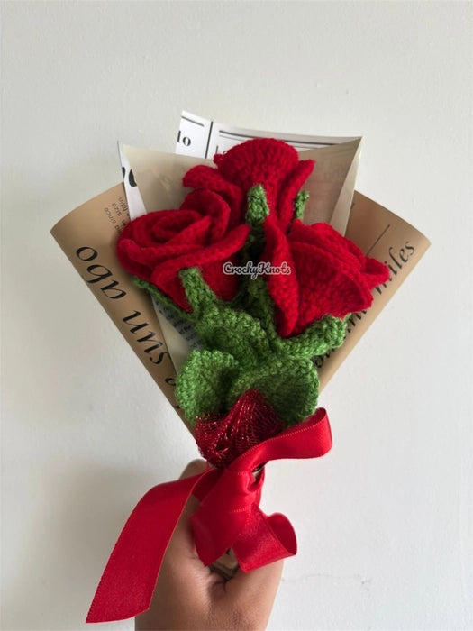Crimson Bloom Trio | Red Roses Bouquet