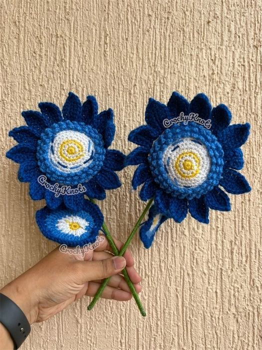 Crochet VinnyBlu Sunflower | Van Gogh Themed Sunflower | Starry Blue Sunflower
