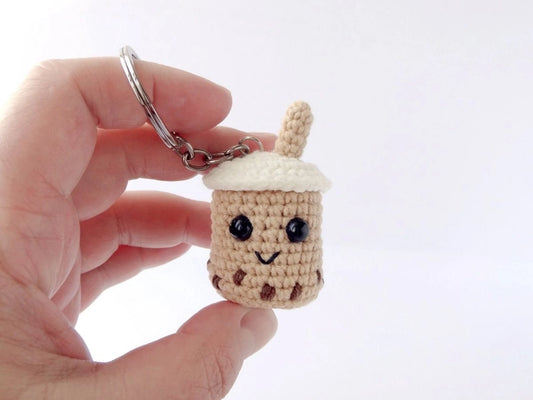 Cutest crochet cold coffee keychain