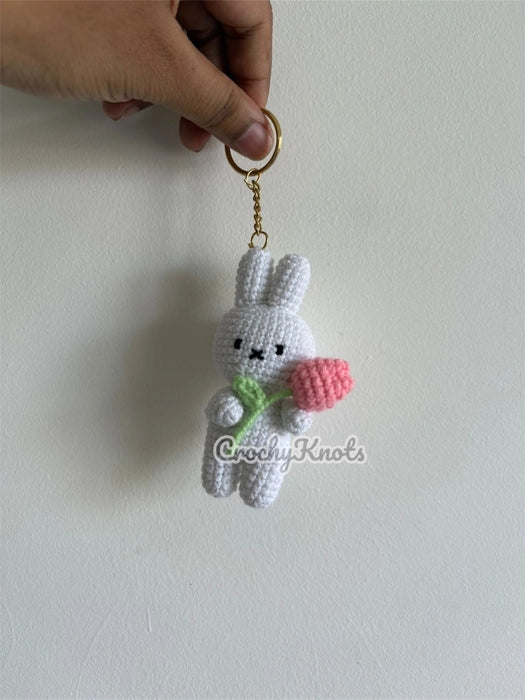 Crochet Bunny With tulip keychain