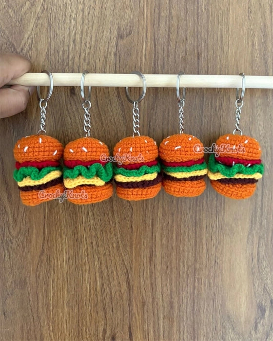 Crochet Burger Keychain