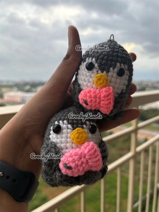 Crochet Cute Penguin with Fish Keychain