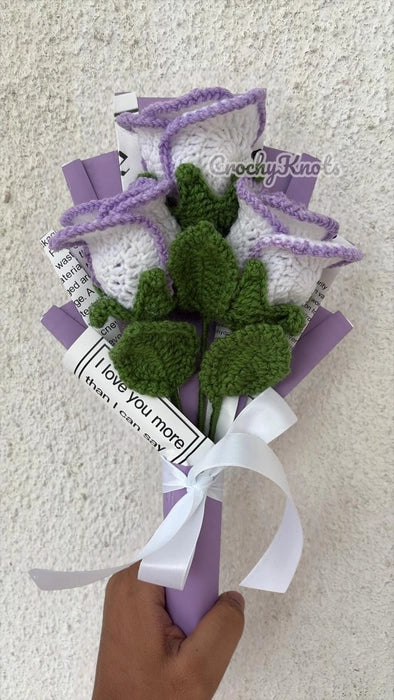 Crochet Lavender Rose Bouquet
