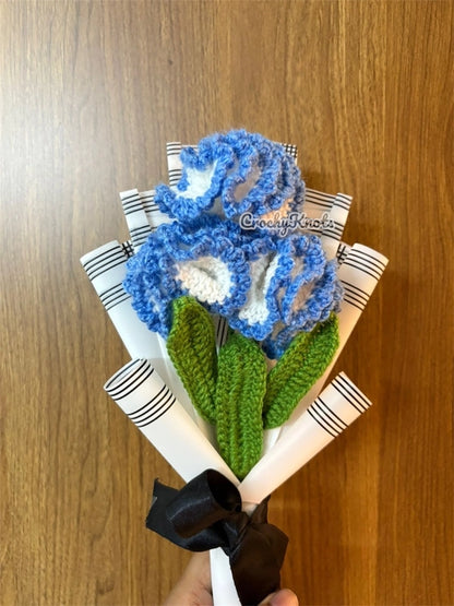 Blue Grace Bouquet —Crochet Carnations