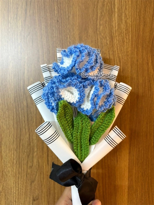 Blue Grace Bouquet —Crochet Carnations
