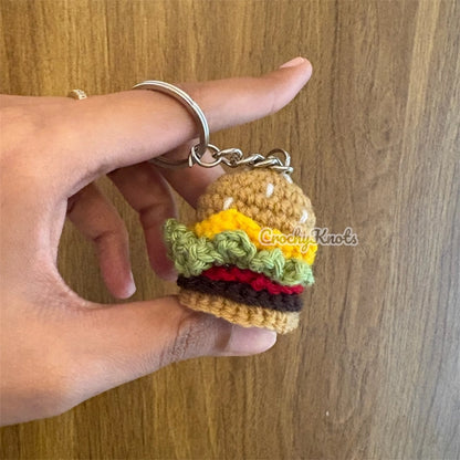 Crochet Cheeky Burger Keychain
