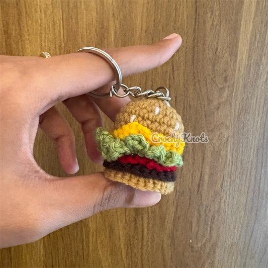 Crochet Cheeky Burger Keychain