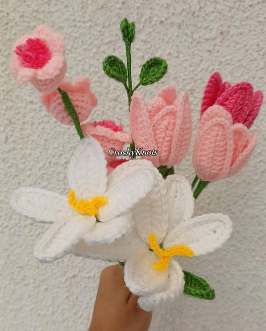 Crochet Pink Love Flower Bunch
