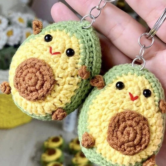 Crochet Avocado Smiley Keychain