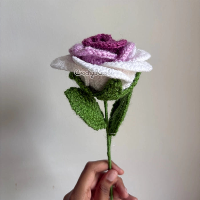 Crochet Ombre Bloom Rose | Lavender Big Rose