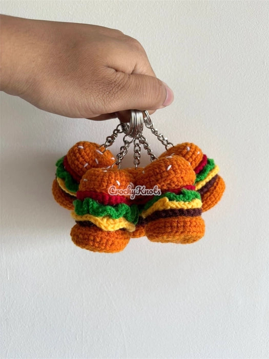 Crochet Burger Keychain