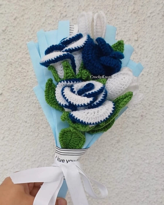 Crochet Morning Dew Rose Bouquet