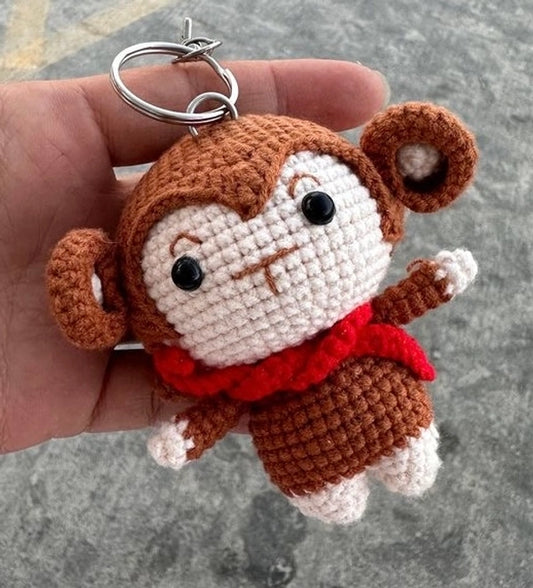 Crochet Monkey Playful Keychain