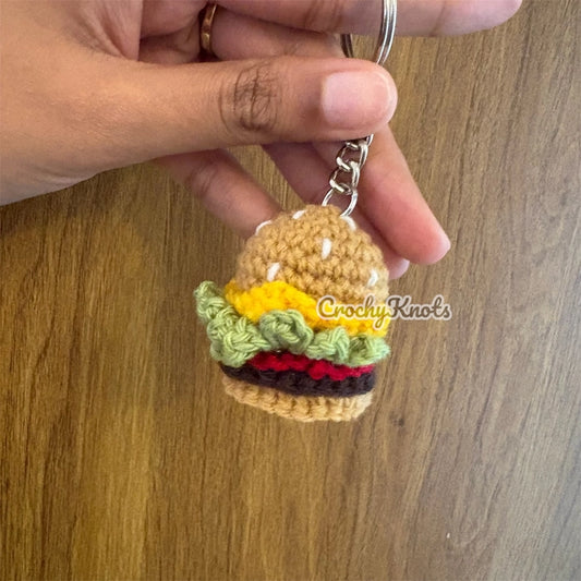 Crochet Cheeky Burger Keychain