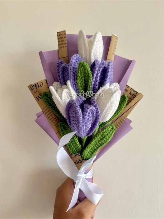 Crochet 6 Open Tulips Bouquet