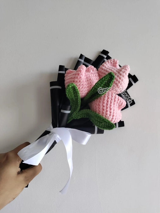 Crochet SugarBloom Trio Bouquet (Pink Tulips)