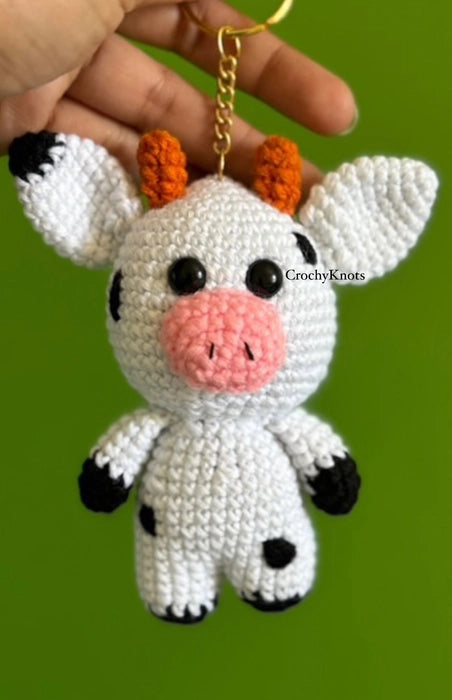 Crochet Cow Keychain