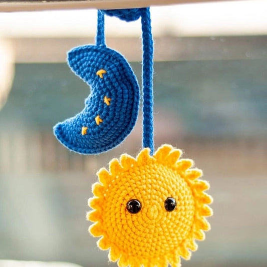 Crochet Sun Moon Car Charm