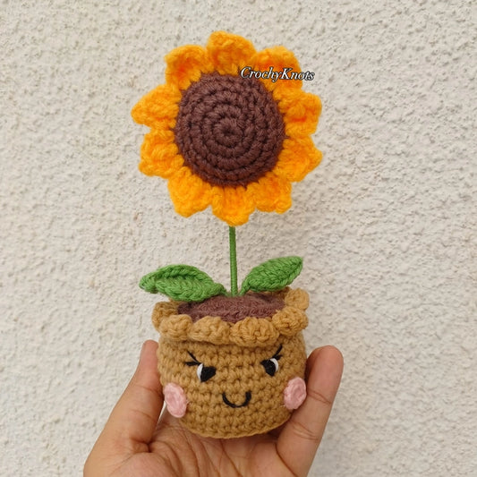 Crochet Happy Sunflower Pot