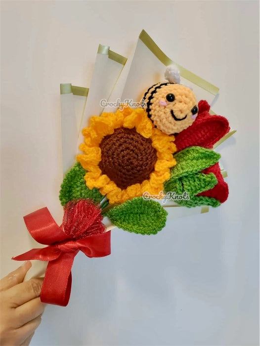 Bee-You-Tiful Blossoms Bouquet🐝🌹| Sunflower, Bee stick, Rose, Tulip