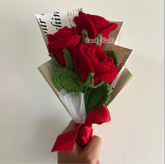 Crochet Knotty Roses Bouquet