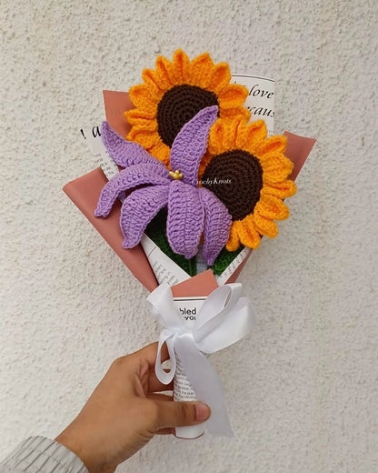 Crochet Sunflower Smile Bouquet