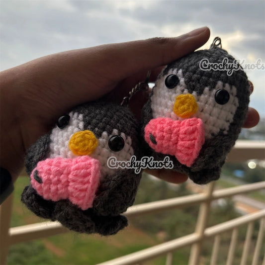 Crochet Cute Penguin with Fish Keychain