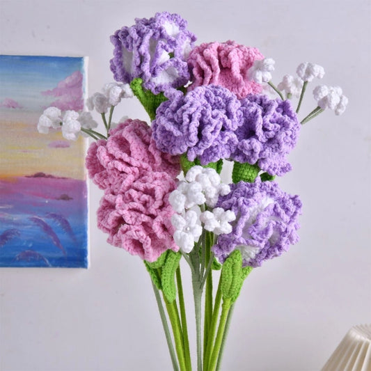 Crochet Carnations and Baby's Breath Bouquet
