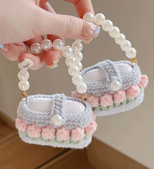 Crochet Pearl Tulips Earpods/Airpod Cover