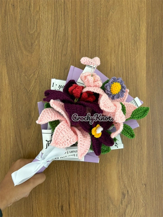 Crochet Purple Petal Paradise Bouquet