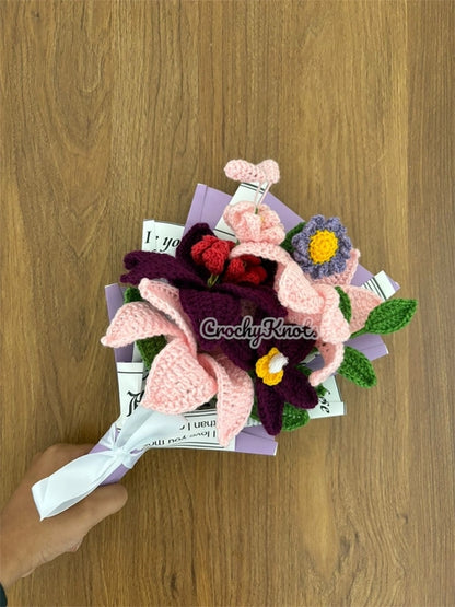 Crochet Purple Petal Paradise Bouquet