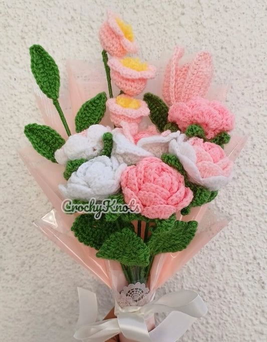 Crochet Pink Blooming Bouquet