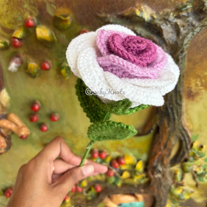 Crochet Ombre Bloom Rose | Lavender Big Rose