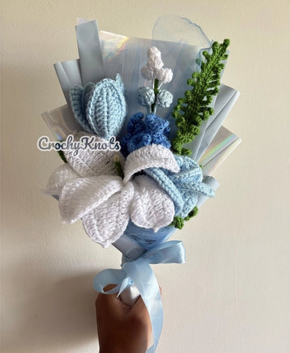 Crochet Blue Blooms Bouquet