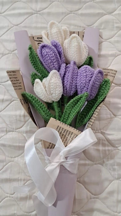 Crochet 6 Open Tulips Bouquet